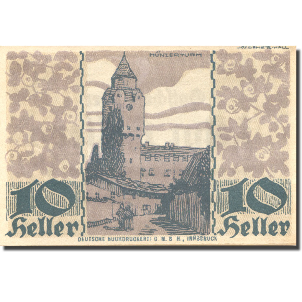 Banknote, Austria, Hall, 10 Heller, château, 1920-10-31 UNC(63) Mehl:FS 343a