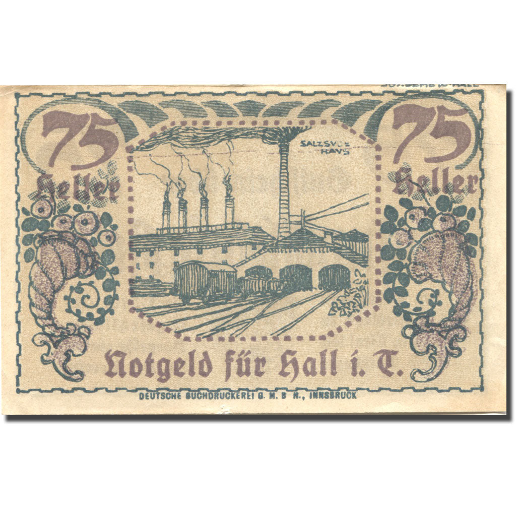 Banknote, Austria, Hall, 75 Heller, Usine 1920-10-31, AU(55-58), Mehl:FS 343a