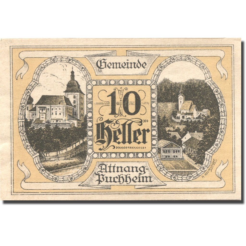 Banknote, Austria, Attnang-Puchheim, 10 Heller, Eglise, 1921 UNC(63) Mehl:FS 61I