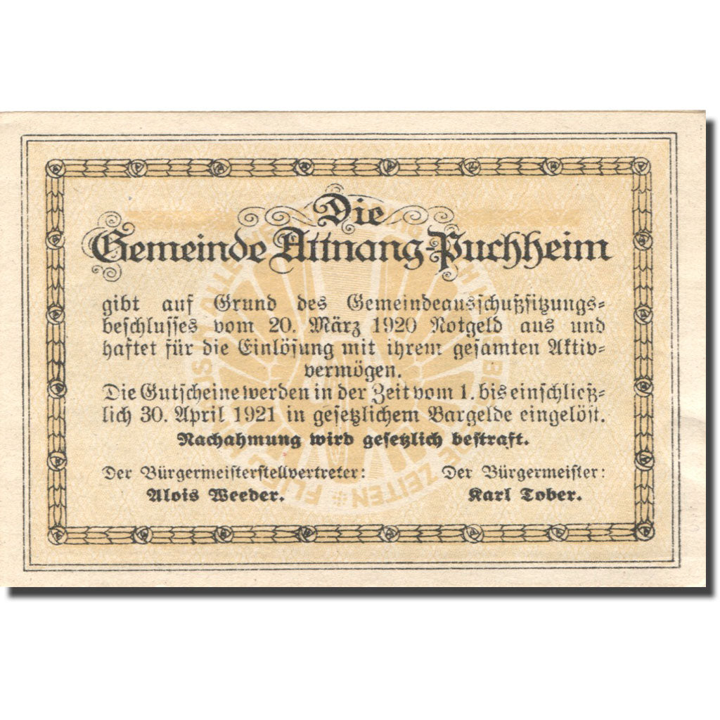 Banknote, Austria, Attnang-Puchheim, 10 Heller, Eglise, 1921 UNC(63) Mehl:FS 61I