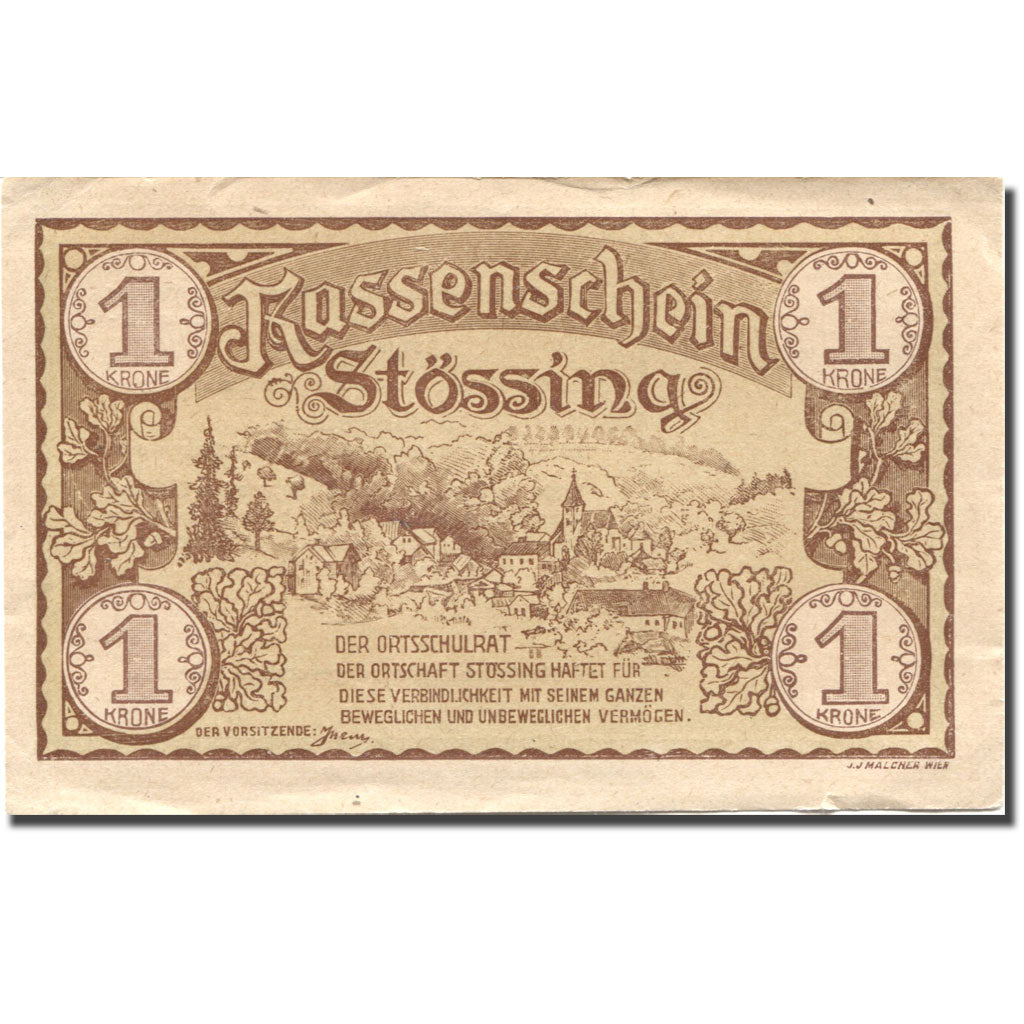 Banknote, Austria, Stössing, 1 Krone, paysage, 1920 AU(55-58) Mehl:FS 1040