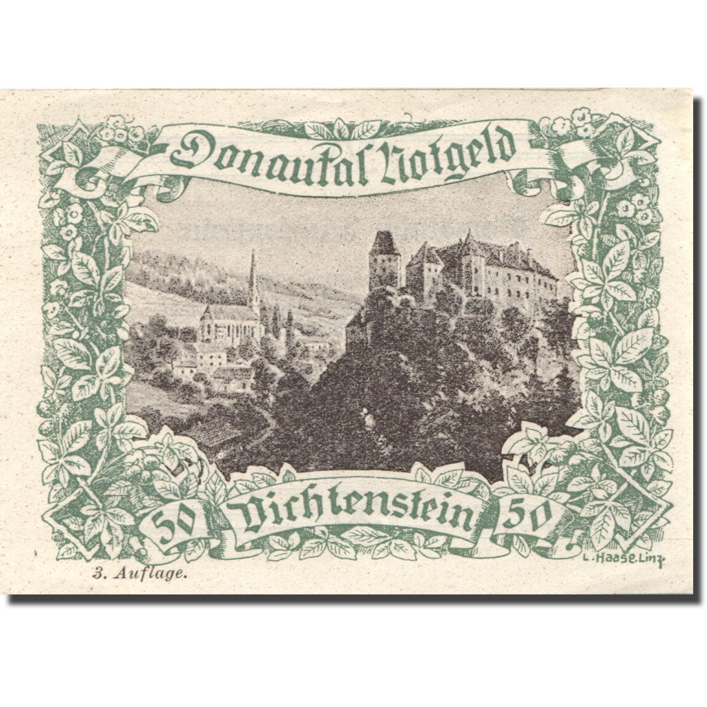 Banknote, Austria, Dichtenstein, 50 Heller, château, UNC(63) green Mehl:FS 127j