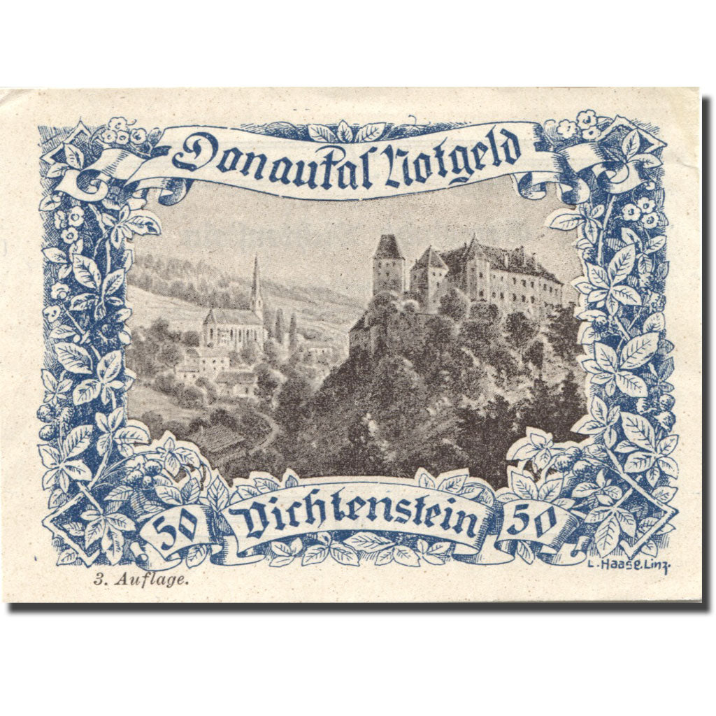 Banknote, Austria, Dichtenstein, 50 Heller, château 1, UNC(63) blue Mehl:FS 127h
