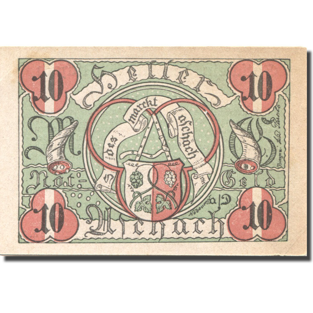 Billet, Autriche, Aschach an der Donau, 10 Heller, Blason, SUP, Mehl:FS 53IIa4