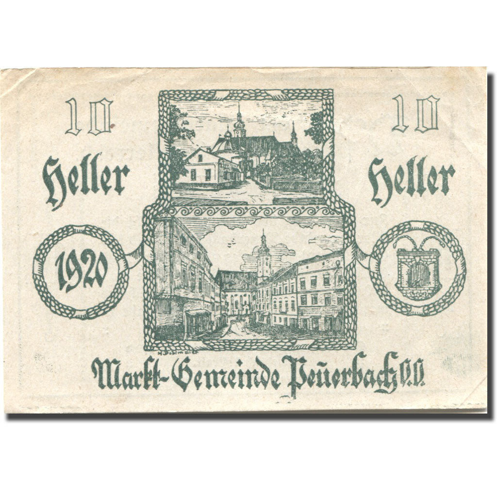Banknote, Austria, Peuerbach, 10 Heller, village, 1920, AU(55-58) Mehl:FS 741IIa
