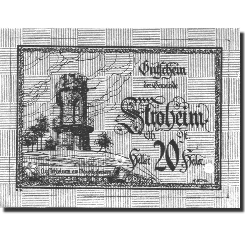 Banknote, Austria, Stroheim, 20 Heller, ruine, UNC(63), Mehl:FS 1050Ia