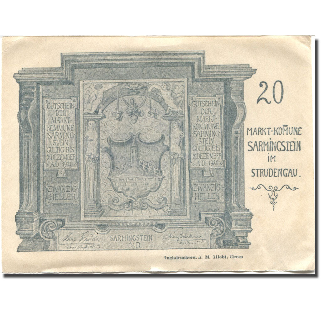 Geldschein, Österreich, Strudengau, 20 Heller, Monument, SS, Mehl:FS 914IIb