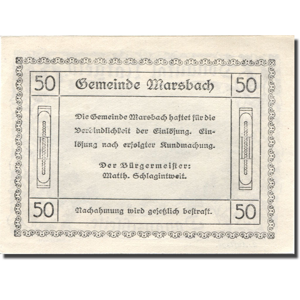Banknote, Austria, Marsbach, 50 Heller, fleuve 2, UNC(63) purple Mehl:FS 127f