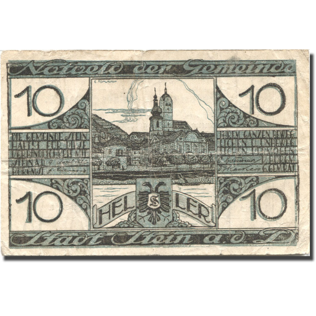 Banknote, Austria, Stein a/d Donau 10Heller Eglise 1920 VF(20-25) Mehl:FS1015I.3