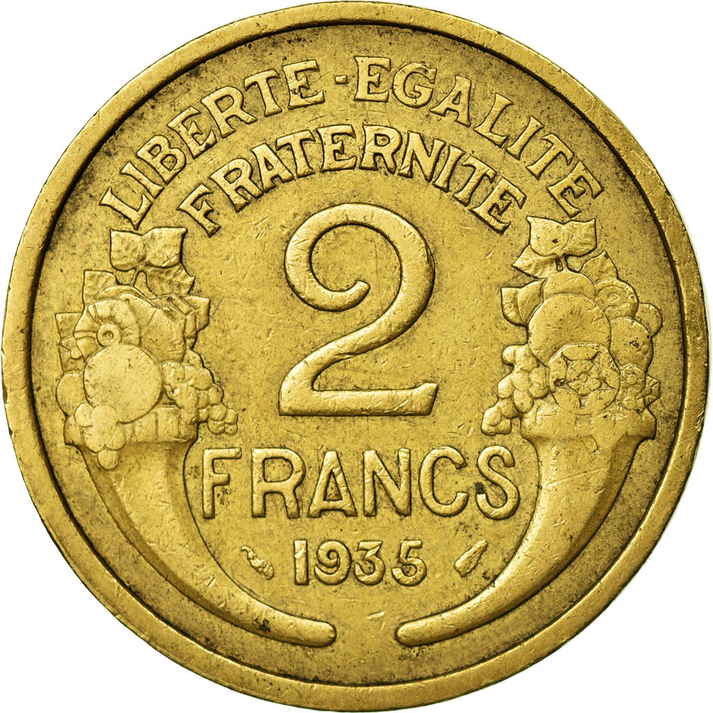 Münze, Frankreich, Morlon, 2 Francs, 1935, S+, Aluminum-Bronze, KM:886
