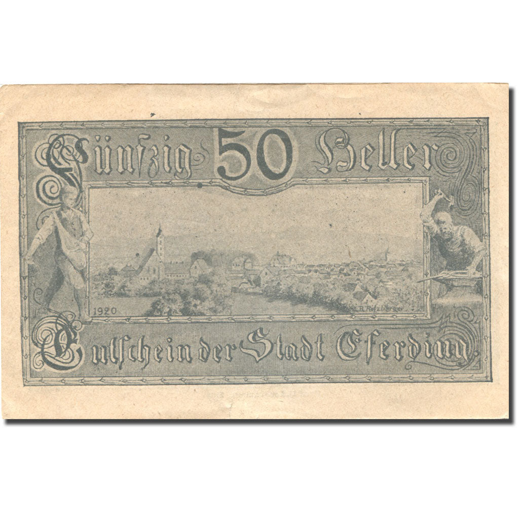 Banknote, Austria, Eferding, 50 Heller, paysage, 1919 UNC(63) Mehl:FS 152.4b2
