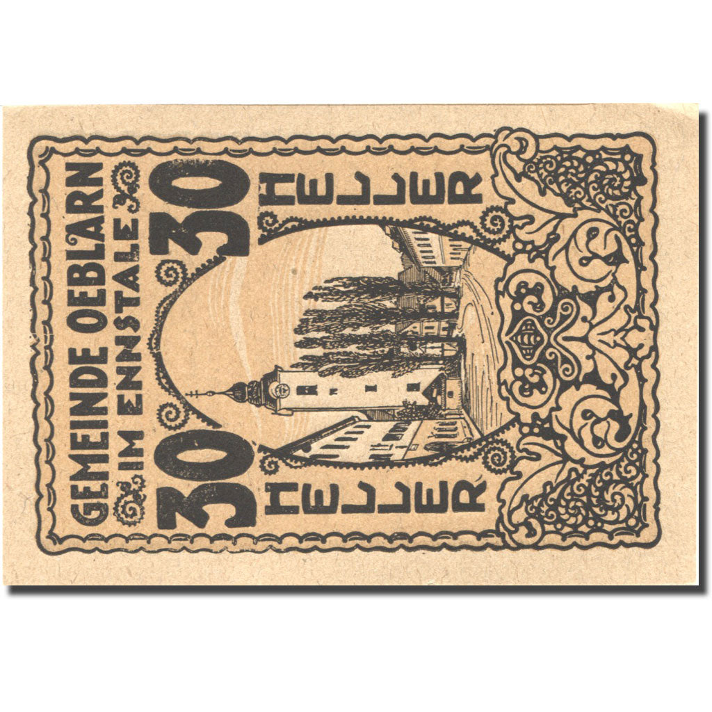Banknote, Austria, Oeblarn, 30 Heller, Eglise, 1920 UNC(63) Mehl:FS 700IIa