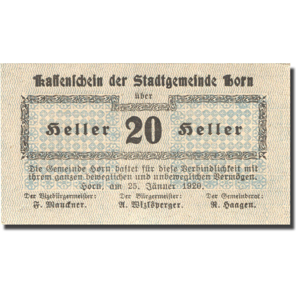 Banknote, Germany, Horn, 20 Heller, valeur faciale, 1920 UNC(63) Mehl:FS 397Ia2