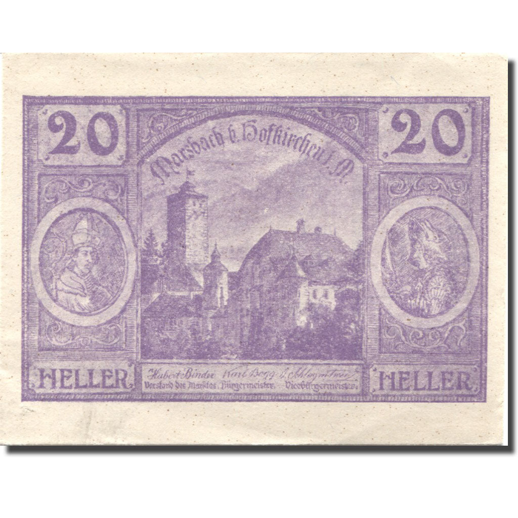 Geldschein, Österreich, Hofkirchen, 20 Heller, Eglise, 1920 UNZ- Mehl:FS 386Id2