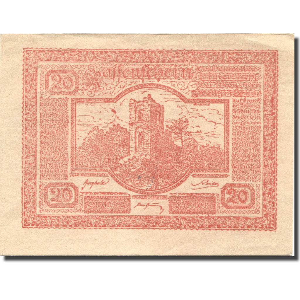 Banknote Austria Hinterbrühl 20Heller ruine 1, 1920 UNC(63) orange Mehl:FS 376Ia