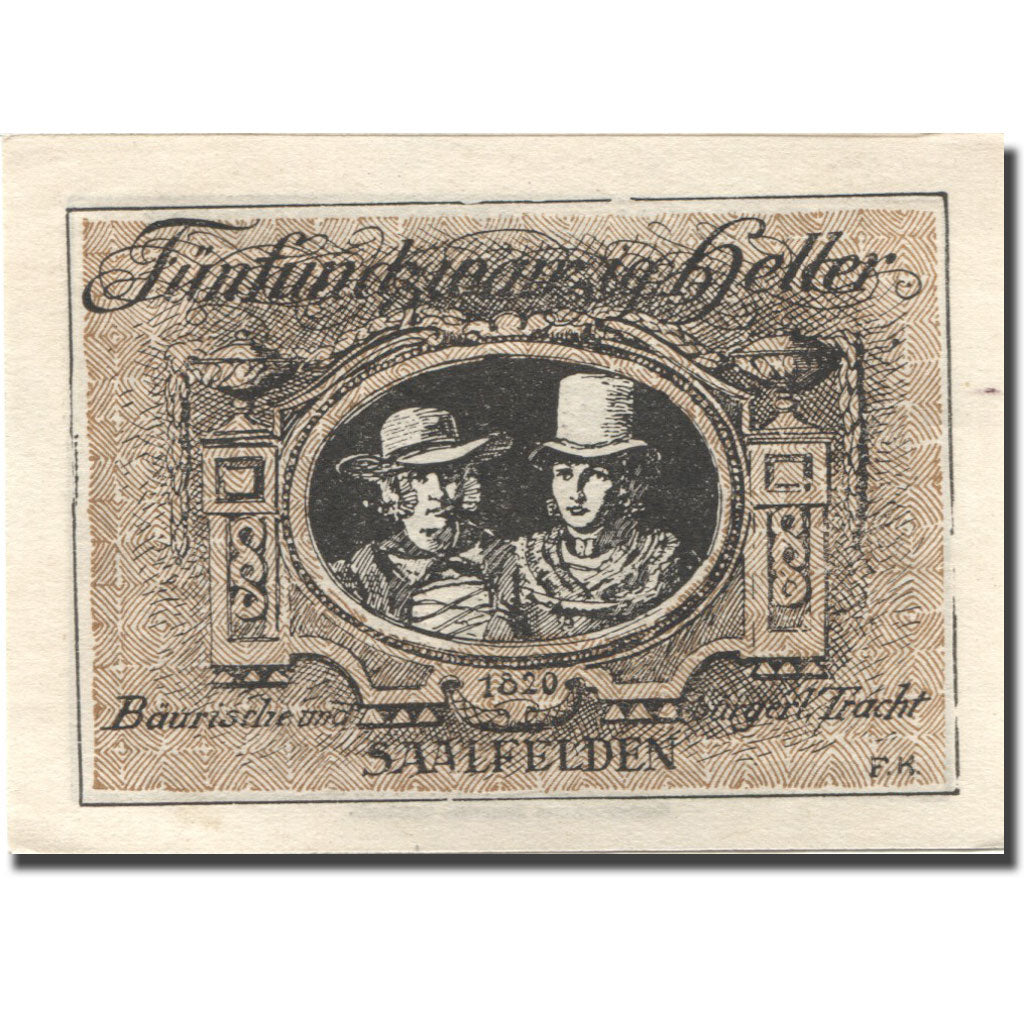 Banknote, Austria, Saalfelden, 25 Heller, montagne, UNC(63), Mehl:FS 859a