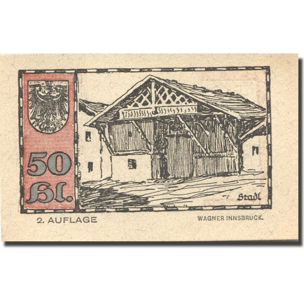 Banknote, Austria, Telfs, 50 Heller, étable 1, 1921 UNC(63) Mehl:FS 1061d