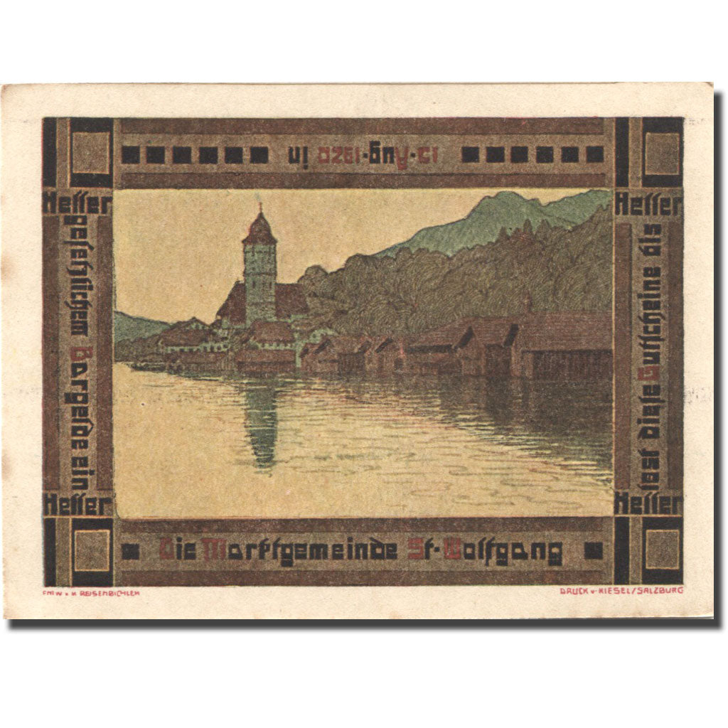 Banconote, Austria, St Wolfgang, 10 Heller, Eglise, 1920 SPL- Mehl:FS 947a