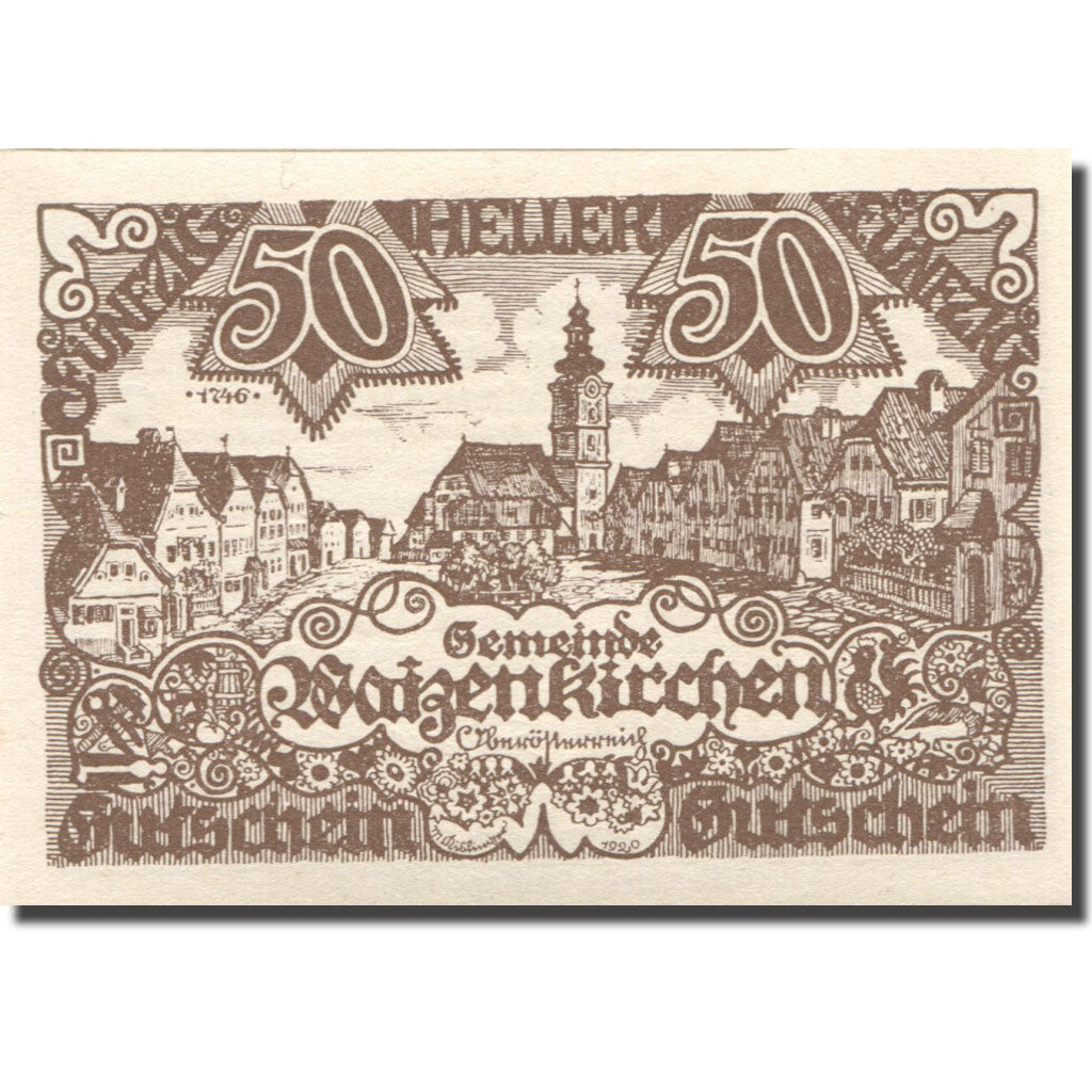 Banknote, Austria, Waizenkirchen, 50 Heller, village, 1920 UNC(63) Mehl:FS 1128a