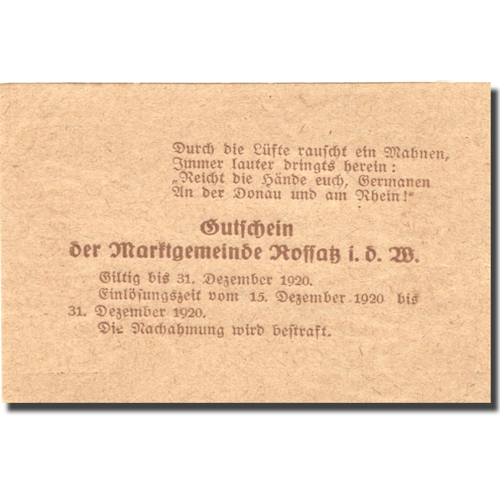 Banconote, Austria, Koffatz in der W., 50 Heller village, 1920 SPL- Mehl:FS 848a