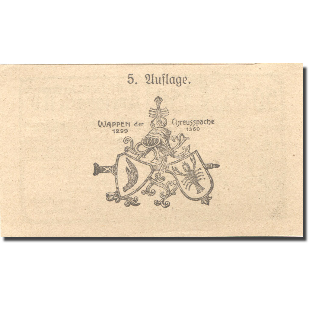 Banknote Austria Kreisbach 50 Heller château 2, 1920 gold AU(55-58) Mehl:FS 386