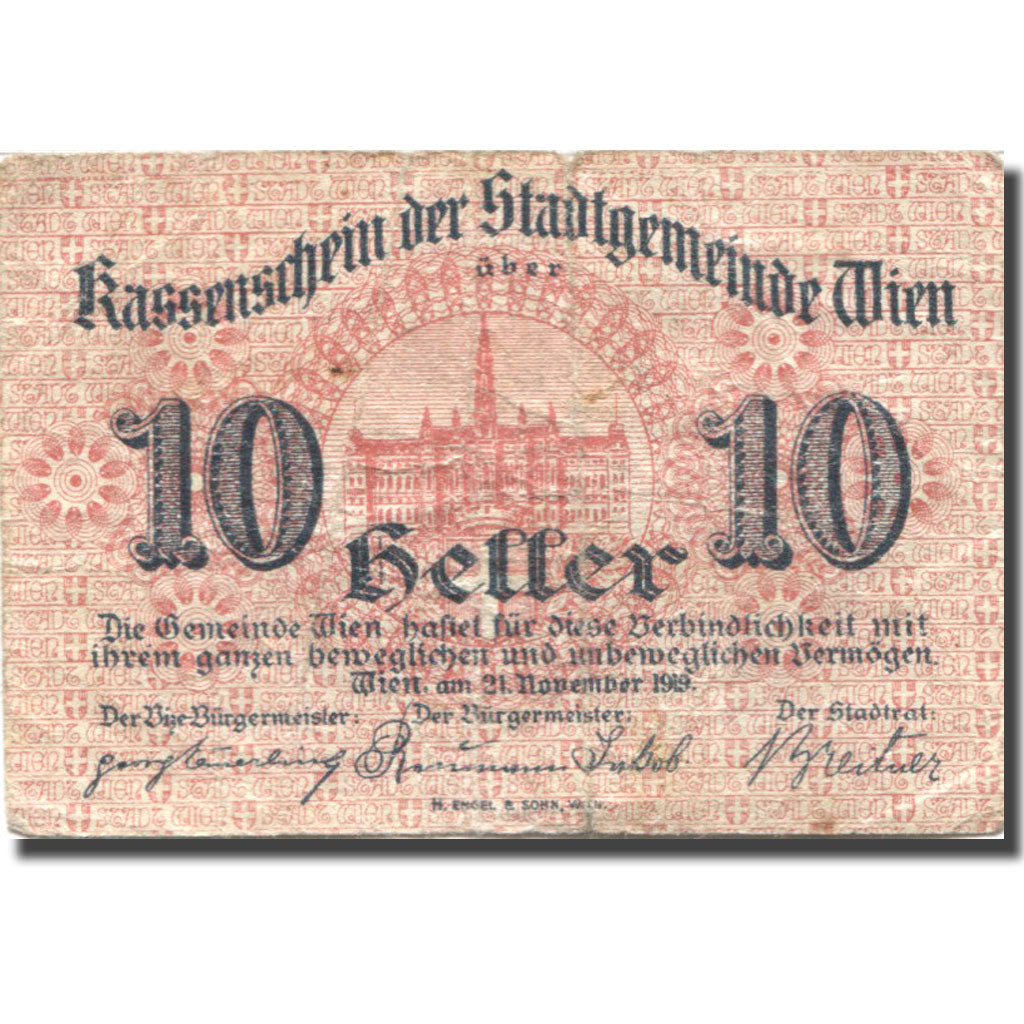 Billete, Austria, Wien, 10 Heller, château 1920-06-30, BC Mehl:FS 1183IIbA