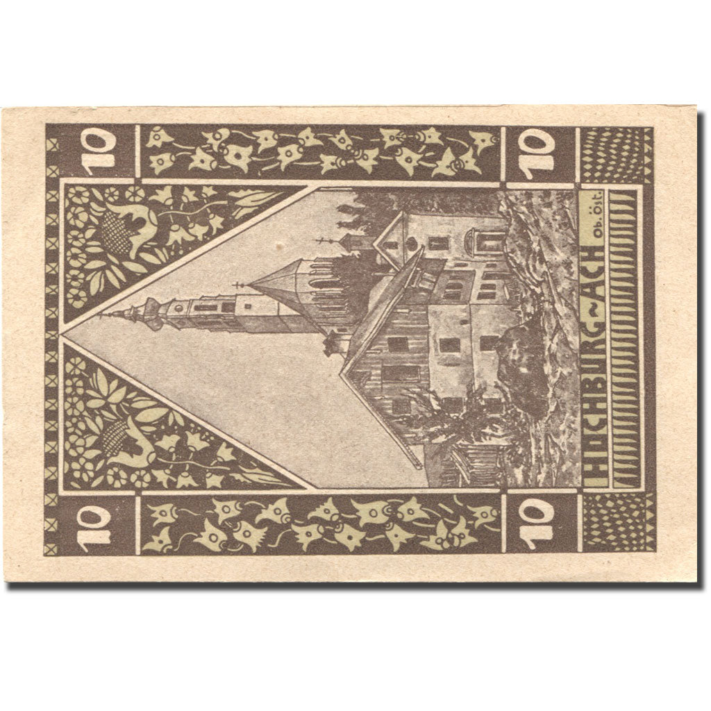 Banknote, Austria, Hochburg-Ach, 10 Heller, Eglise, 1920 UNC(63) Mehl:FS 62