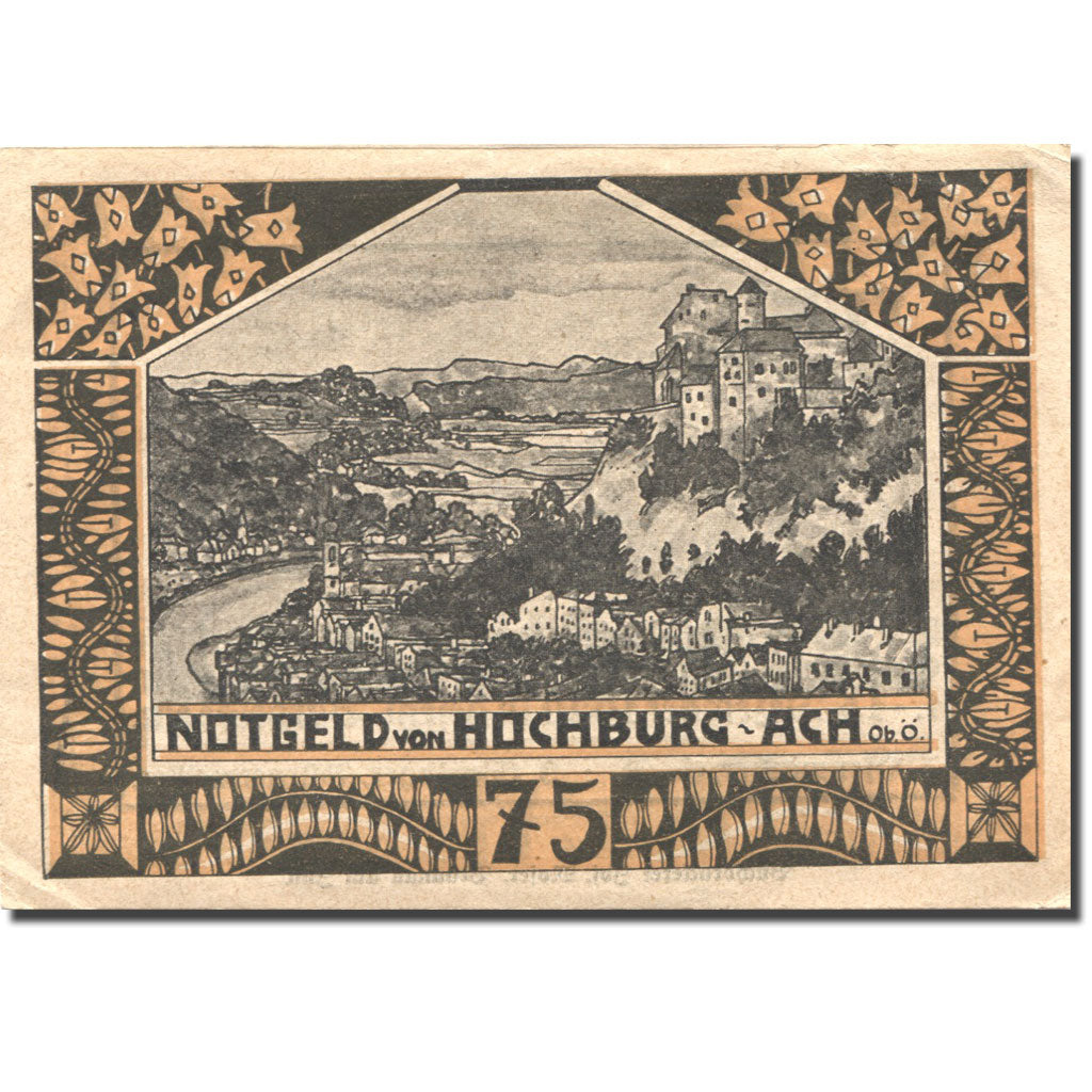 Banknote, Austria, Hochburg-Ach, 75 Heller, château, 1920 AU(55-58) Mehl:FS 62