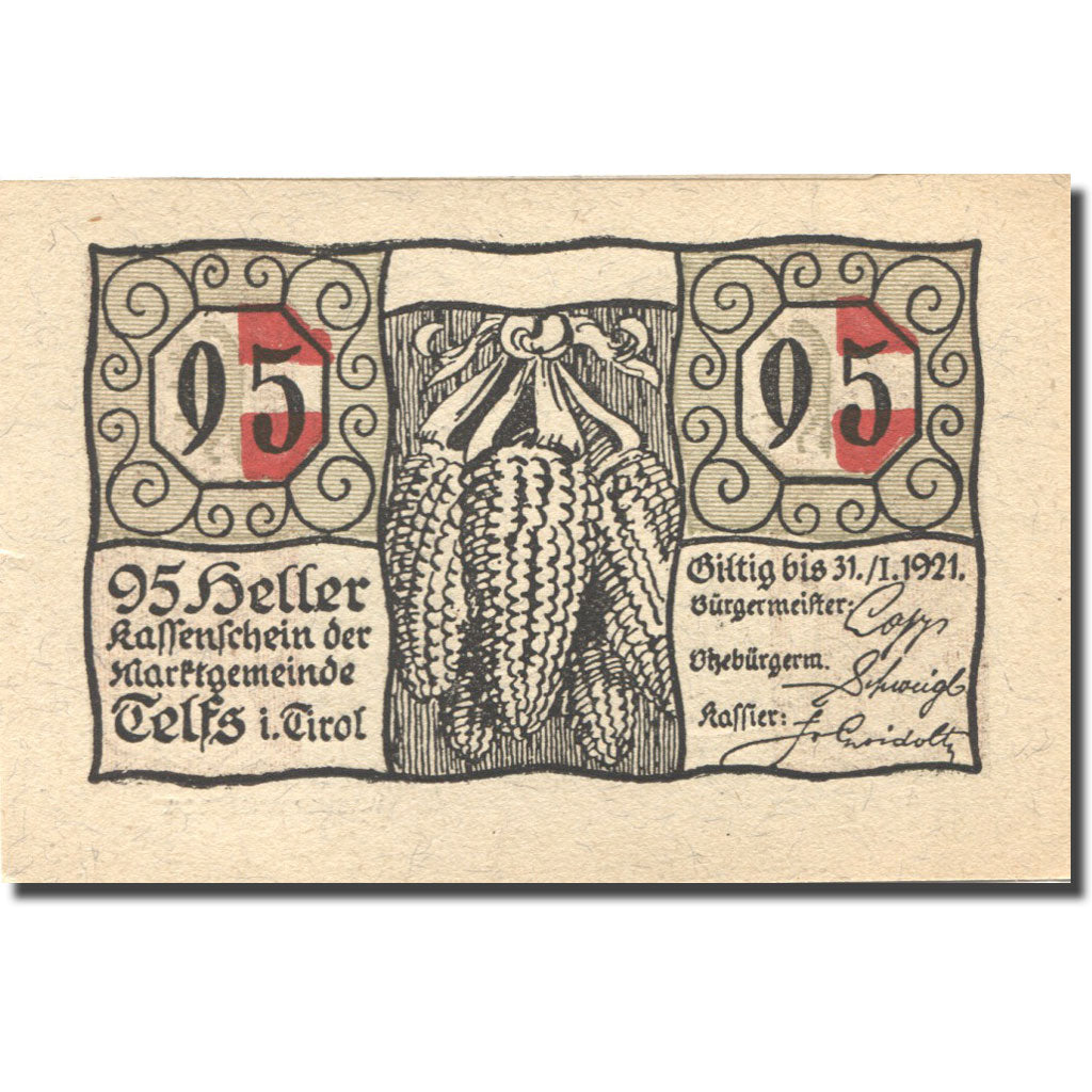 Banconote, Austria, Telfs, 95 Heller, village 1921-01-31, SPL Mehl:FS 1061d