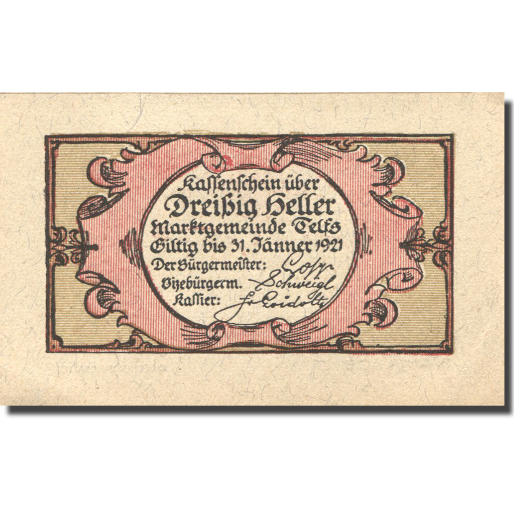 Banknote, Austria, Telfs, 30 Heller, fleur 1, 1921-01-31, UNC(63) Mehl:FS 1061a