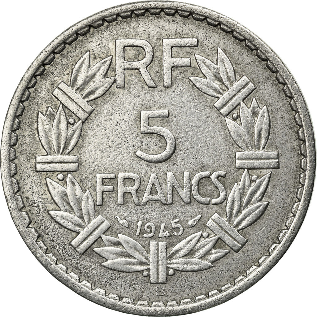 Coin, France, Lavrillier, 5 Francs, 1945, Beaumont le Roger, VF(30-35)