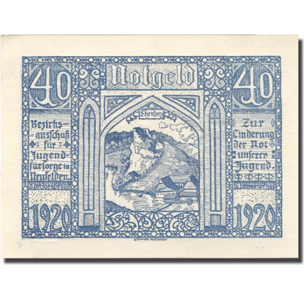Banknote, Austria, Neufelden, 40 Heller, ruine, 1920, UNC(63), Mehl:FS 644