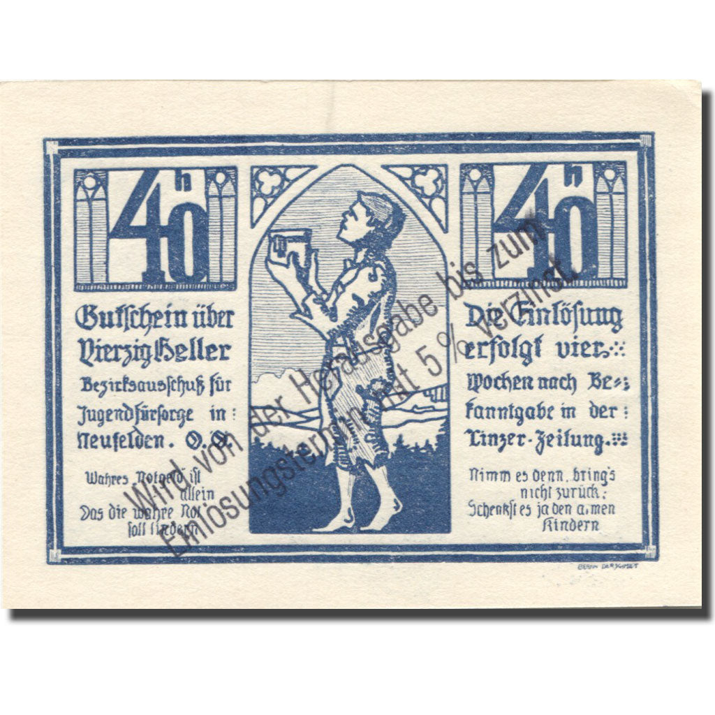 Banknote, Austria, Neufelden, 40 Heller, ruine, 1920, UNC(63), Mehl:FS 644