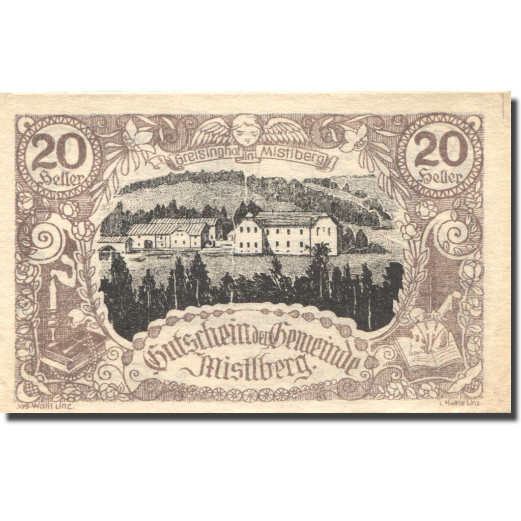 Banknote, Austria, Mistelberg, 20 Heller, ferme 1921 UNC(63) Mehl:FS 302