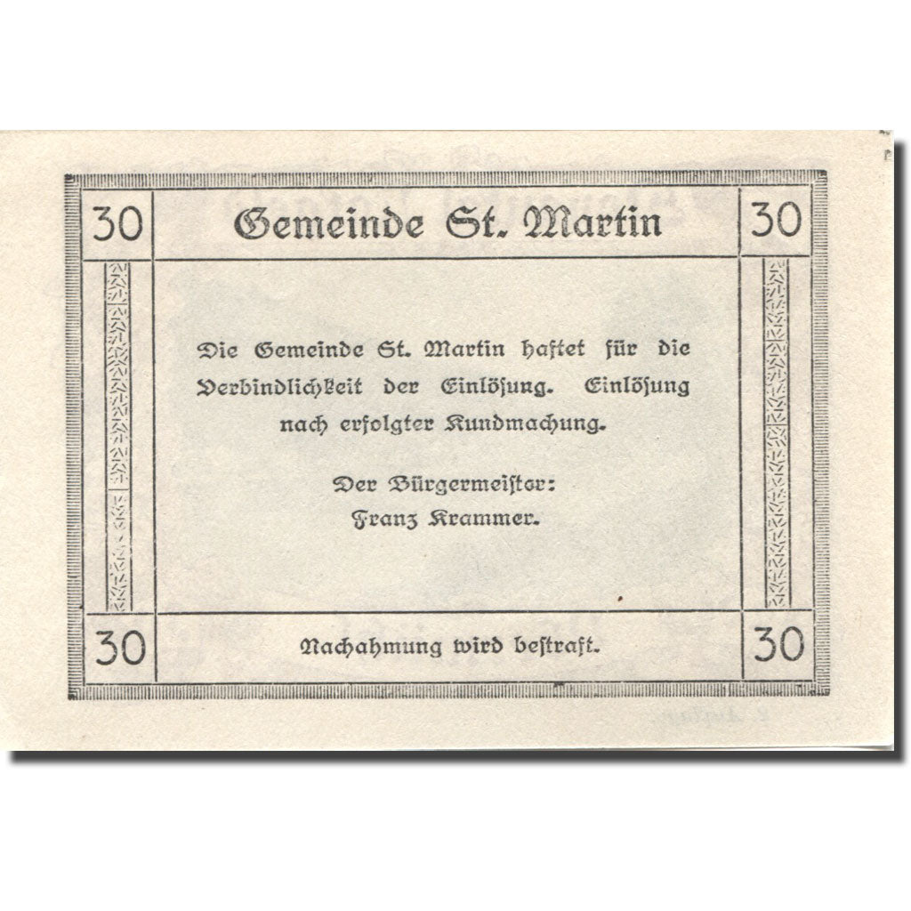 Banknote, Austria, Dhermühl, 30 Heller, village, UNC(63) purple Mehl:FS 127d