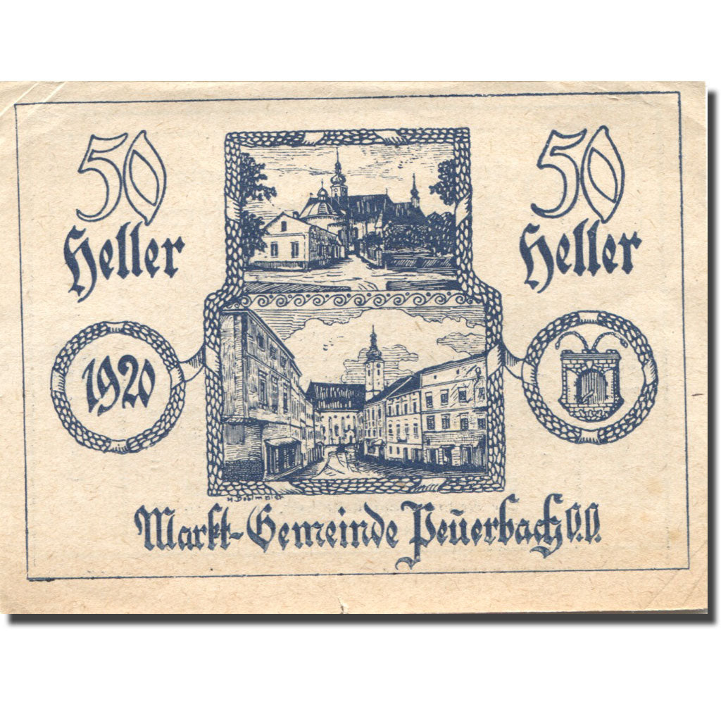 Banknote, Austria, Peuerbach, 50 Heller, Eglise, 1920 EF(40-45) Mehl:FS 741IIa