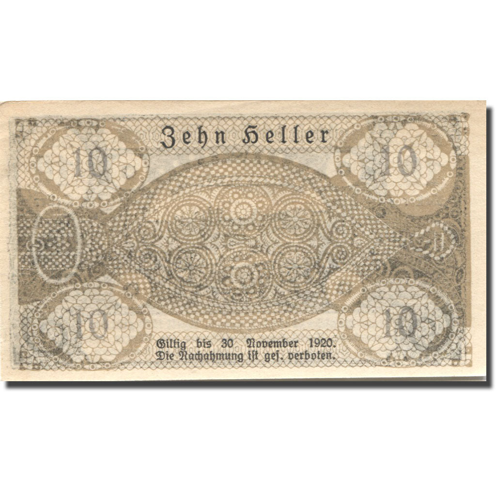 Banknote, Austria, St Thomas, 10 Heller, Eglise, 1920 UNC(63) Mehl:FS 938