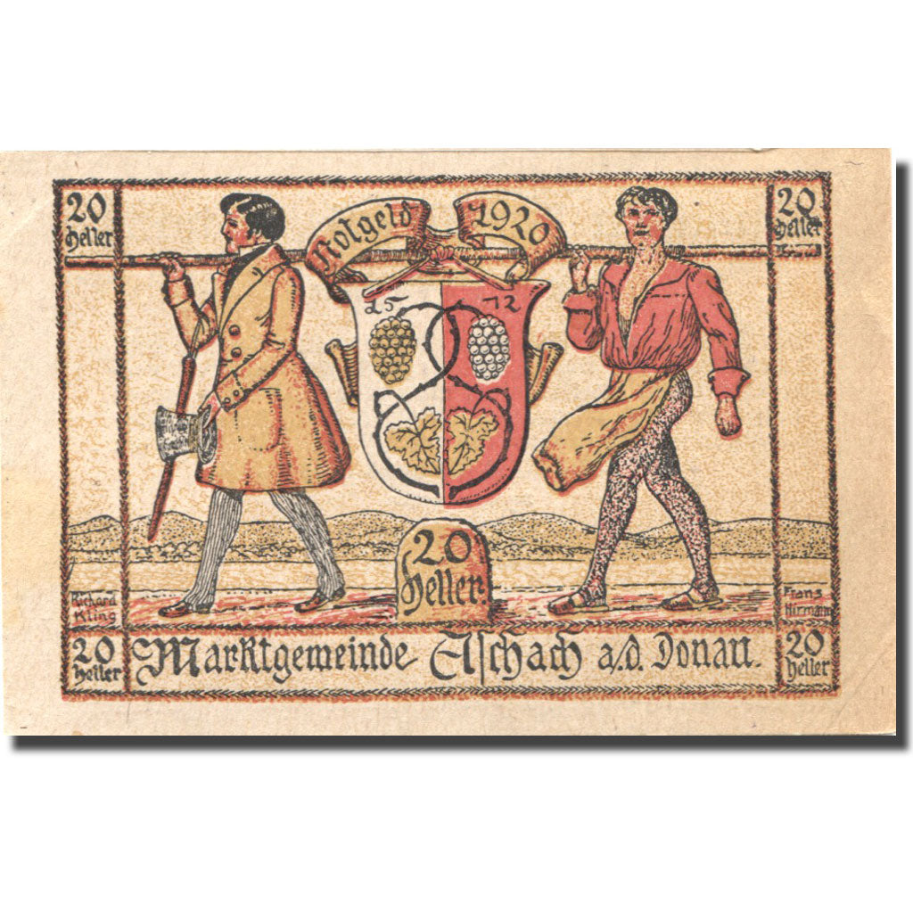 Banknote, Austria, Aschach, 20 Heller, Blason, UNC(63) orange Mehl:FS 53IIa4