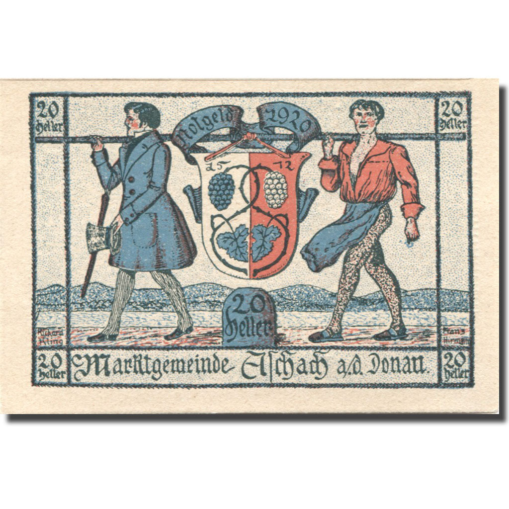 Banknote, Austria, Aschach, 20 Heller, Blason 1, UNC(63) blue Mehl:FS 53IIb18