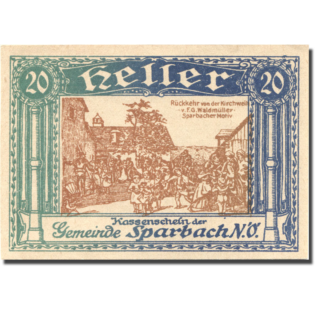 Banknote, Austria, Sparbach, 20 Heller, village, UNC(63), Mehl:FS 1006e
