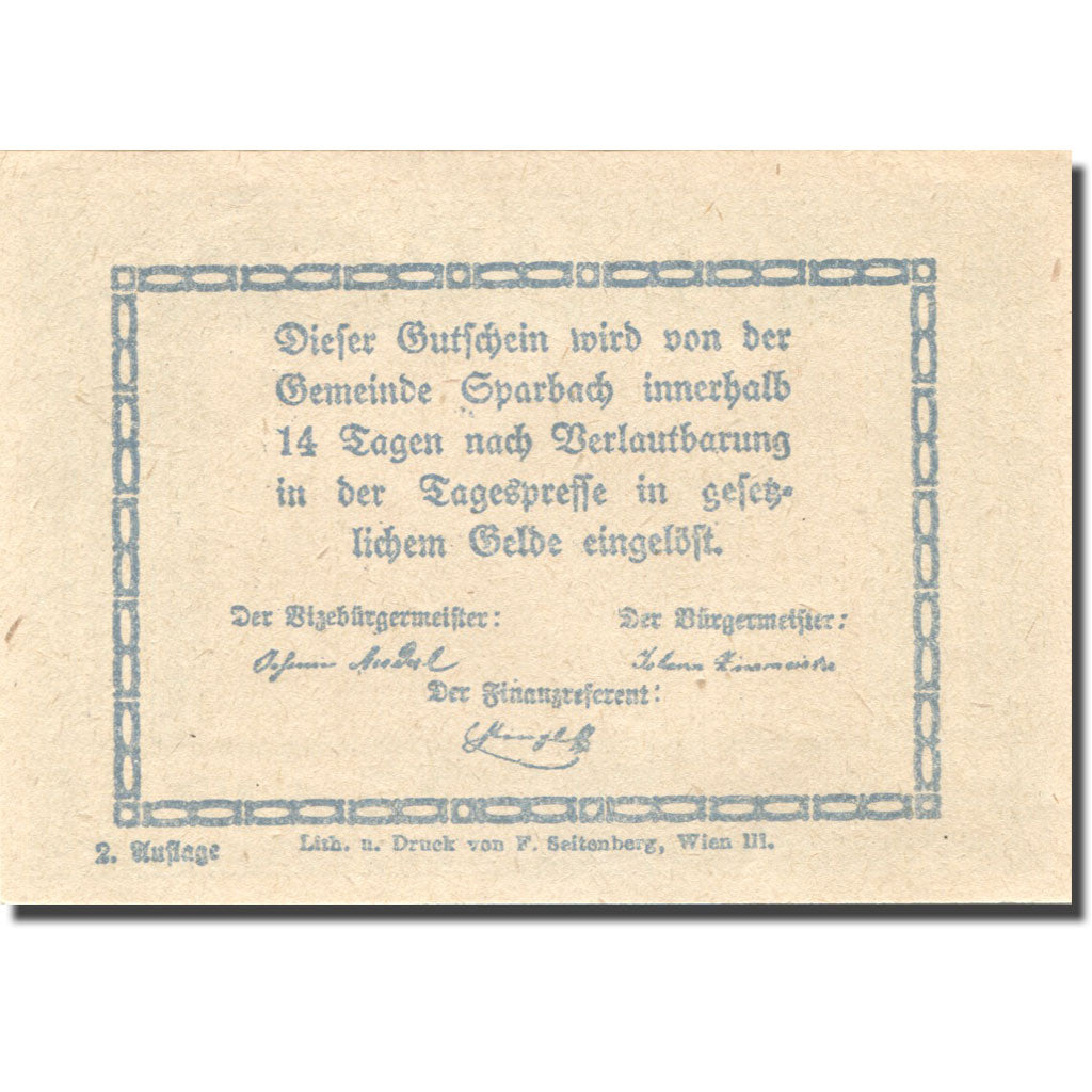 Banknote, Austria, Sparbach, 20 Heller, village, UNC(63), Mehl:FS 1006e