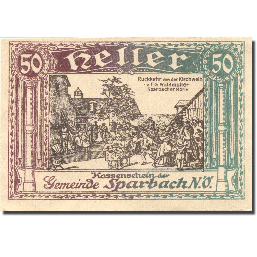 Banknote, Austria, Sparbach, 50 Heller, village 1, UNC(63), Mehl:FS 1006e