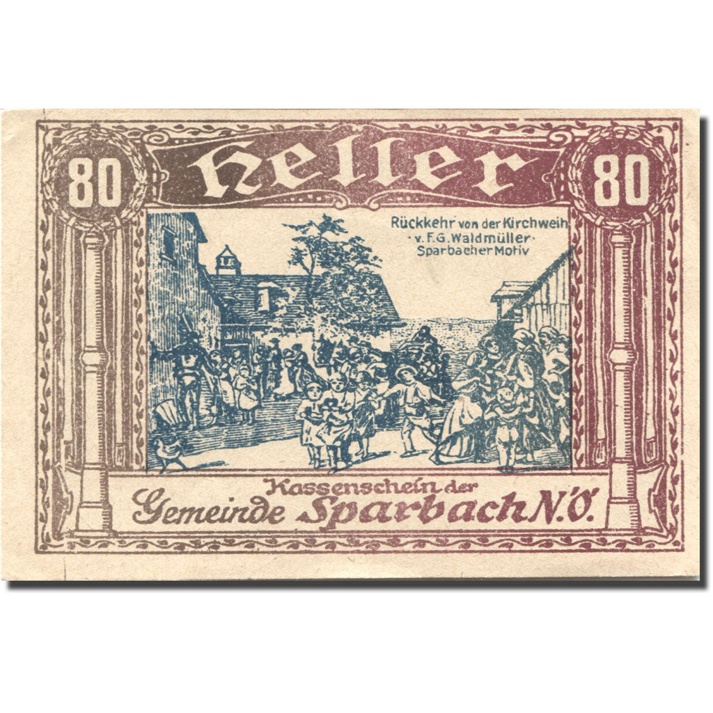 Banknote, Austria, Sparbach, 80 Heller, village 2, UNC(63), Mehl:FS 1006e