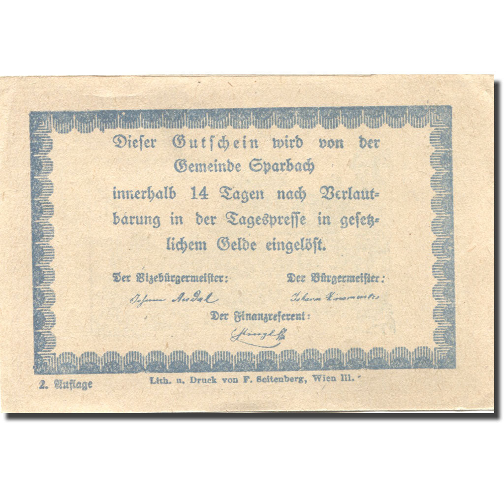 Banknote, Austria, Sparbach, 80 Heller, village 2, UNC(63), Mehl:FS 1006e