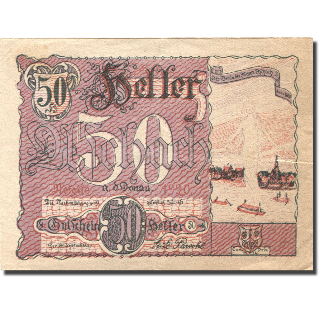 Banknote, Austria, Aschach, 50 Heller, fleuve, EF(40-45), Mehl:FS 53IIb01