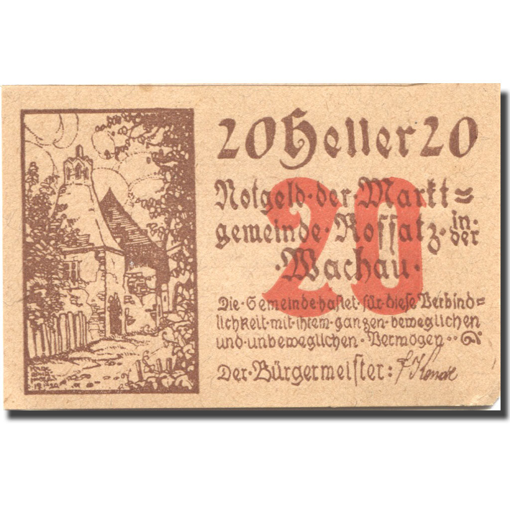 Banknote, Austria, Koffatz i/d Wachau 20Heller ferme 1920 AU(55-58) Mehl:FS 848a
