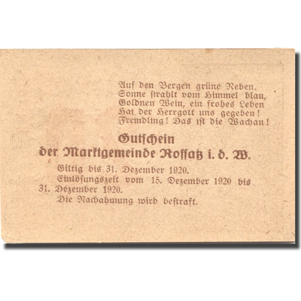 Banknote, Austria, Koffatz i/d Wachau 20Heller ferme 1920 AU(55-58) Mehl:FS 848a