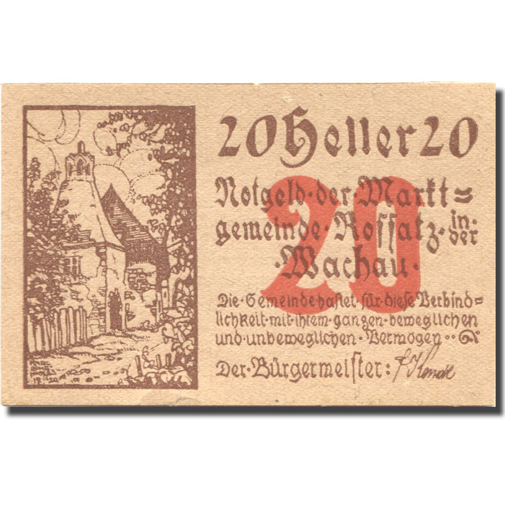 Banknote, Austria, Koffatz in der Wachau, 20 Heller, ferme 1, 1920 Mehl:FS 848a