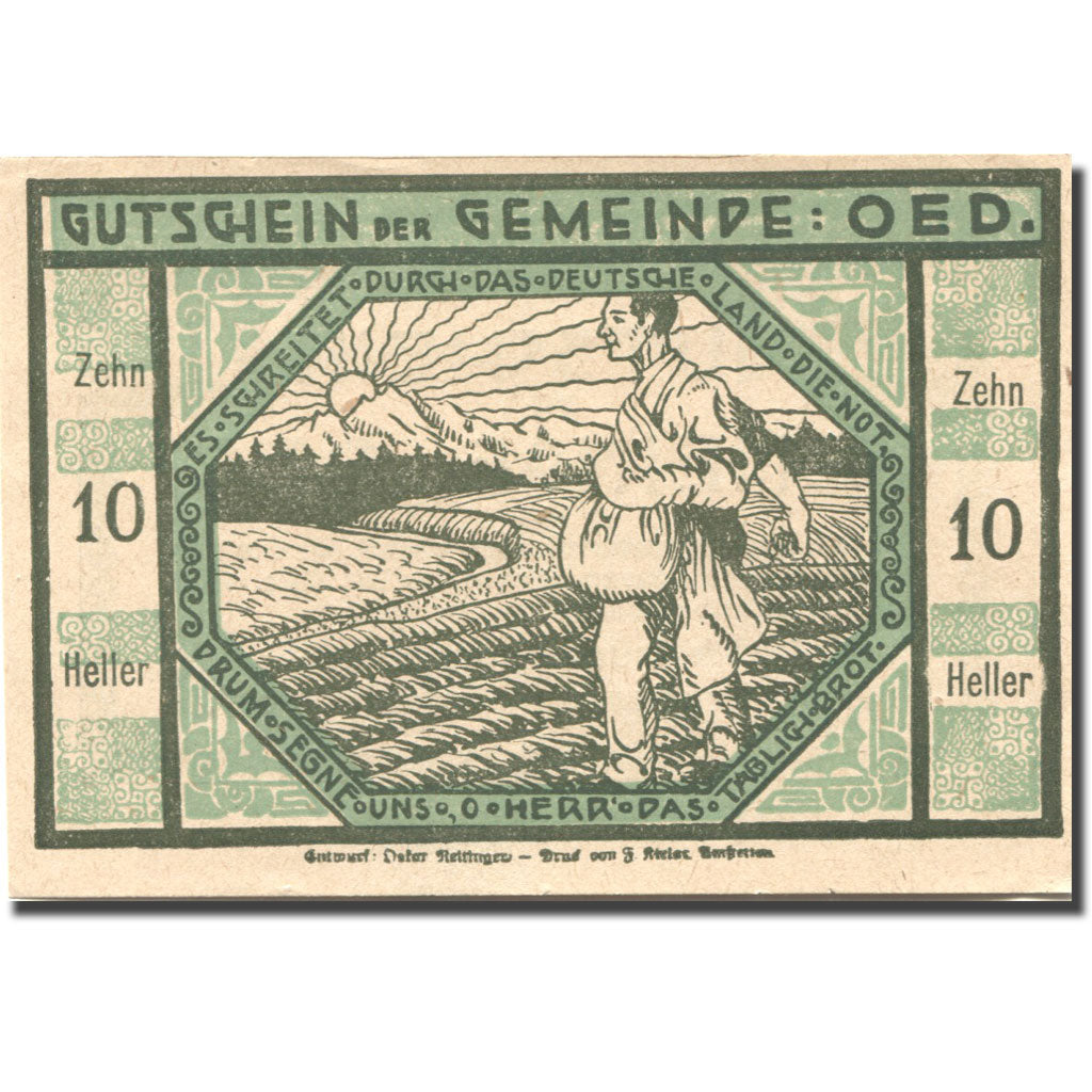 Banknote, Austria, Oed, 10 Heller, champs 1920-12-31, UNC(63), Mehl:FS 703a
