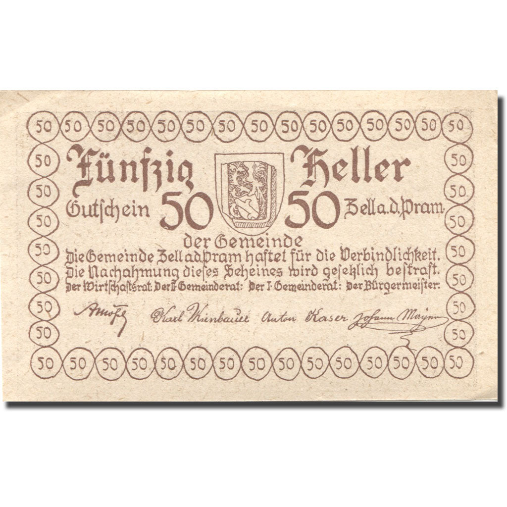 Banknote, Austria, Pram, 50 Heller, Blason 1920-04-20, UNC(63), Mehl:FS 1271a
